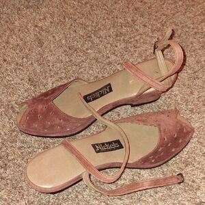 Nickels Women's Suede Peep Toe Sandals - Mauve Pink